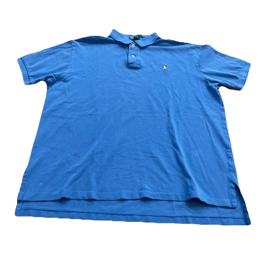 Polo Ralph Lauren‎ Polo Shirt Men's XL Blue Short Sleeve Yellow Pony Logo